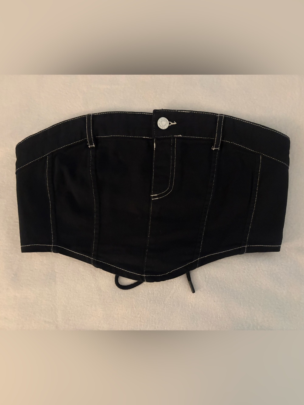 Garage lace up denim corset crop top